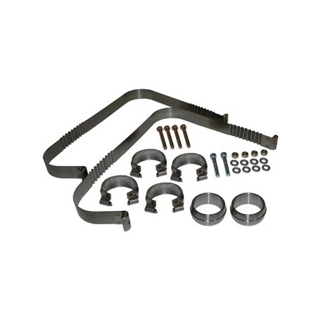 Mounting kit for rear exhaust, with clamps, straps, nuts & bolts